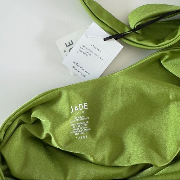 ⭕️ JADE SWIM One Piece Swimsuit Bathing Suit Lime Green Shimmer Large - Picture 9 of 9